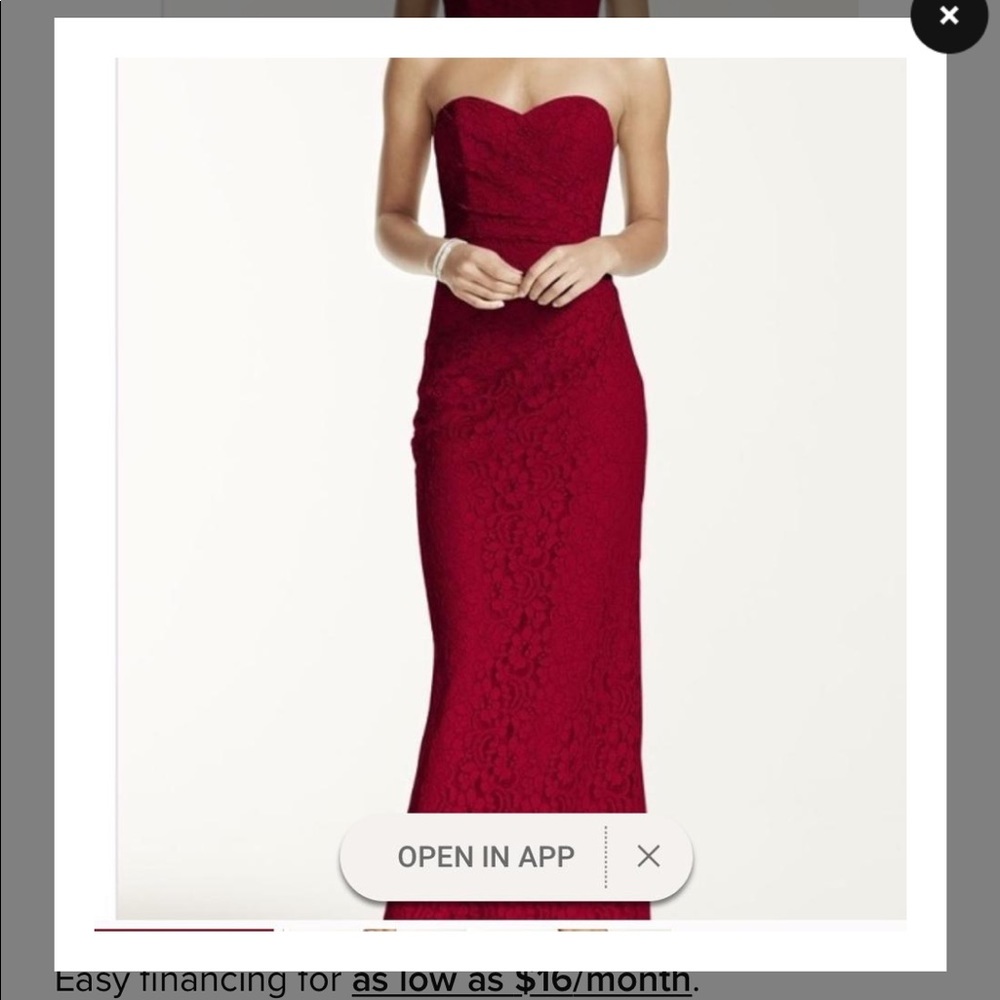 Davids Bridal Apple Red Bridesmaid Dress Sz 12